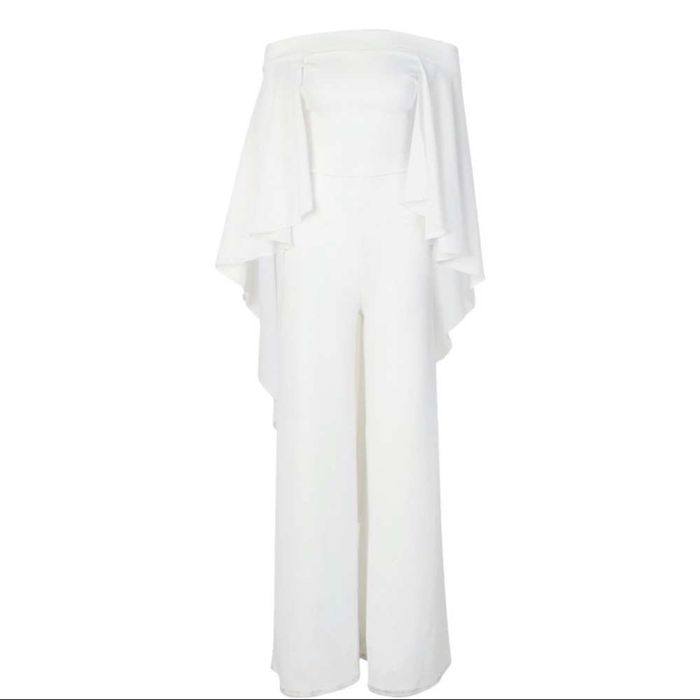 Off The Shoulder Jumpsuit With Cape